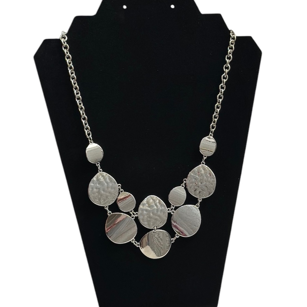New Directions Necklace Polished & Hammered Discs Thick Rolo Chain